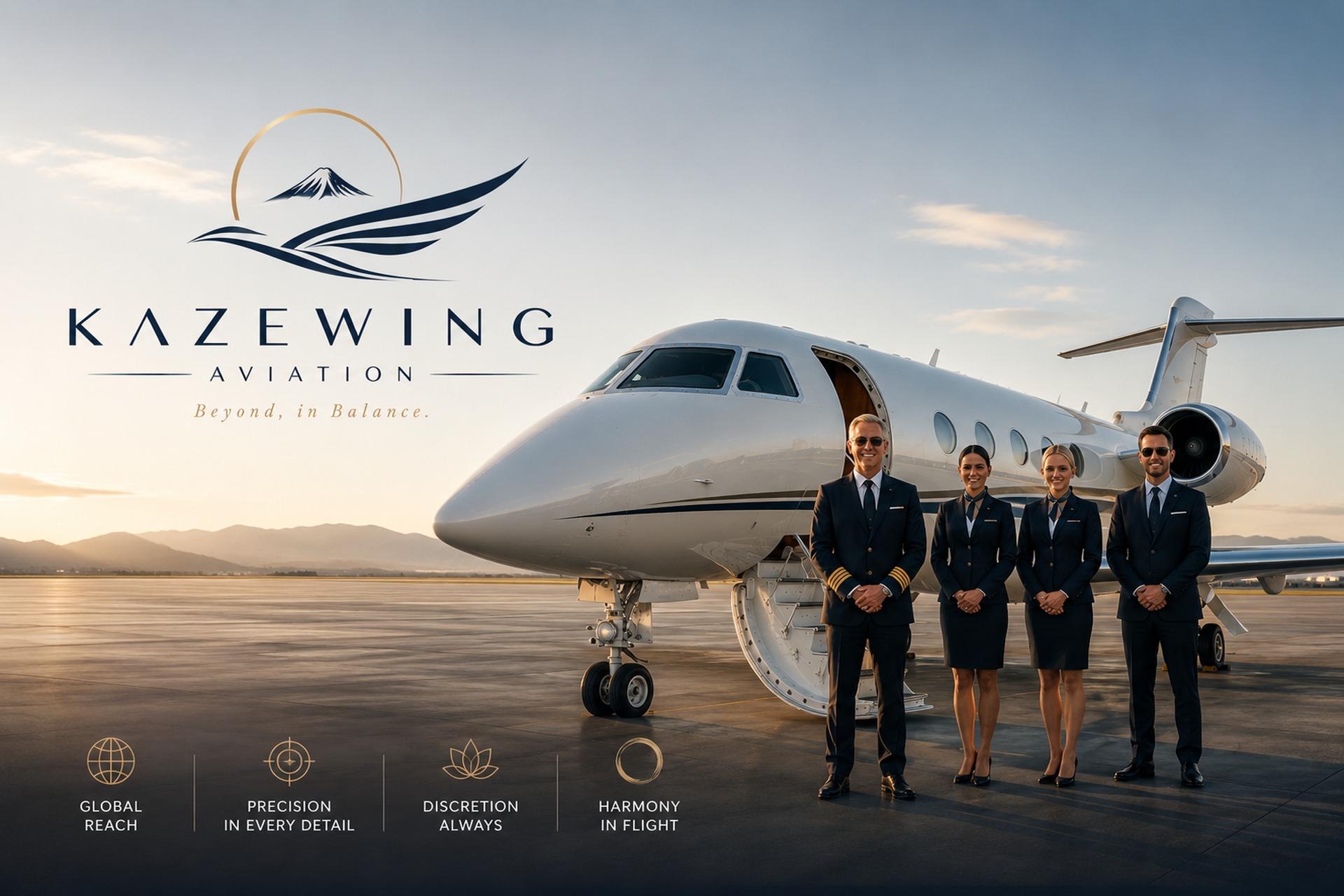 Kazewing Aviation private jet above the clouds